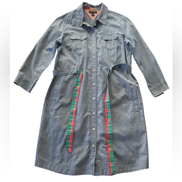 Tommy Hilfiger Dresses & Skirts - Tommy Hilfiger Chambray Button Up Shirt Dress Waist Tie Size Medium
